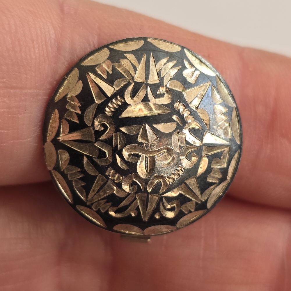 Vintage Mexico Plata clip earring single ONE aztec sun sol celestial - Picture 13 of 14